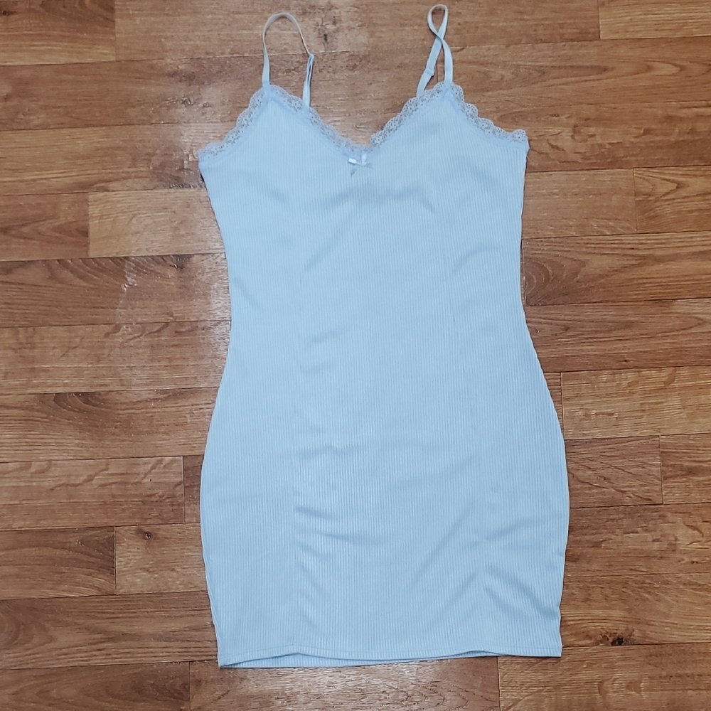 H&M Light Blue Lace Trim Cami Top